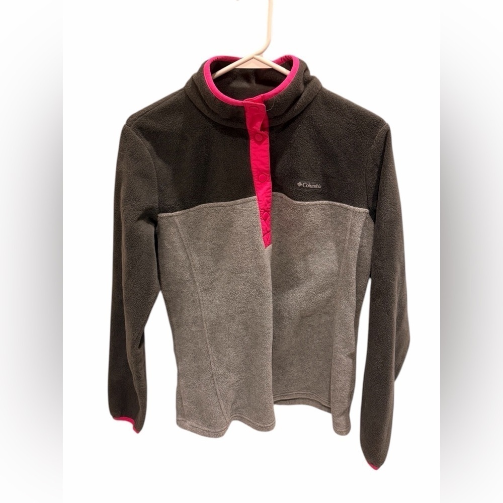 Columbia Benton Springs Half Snap Fleece Pullover Gray Pink Women’s Medium